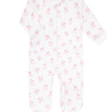 Pink Puppy Love Print Zipper Footie