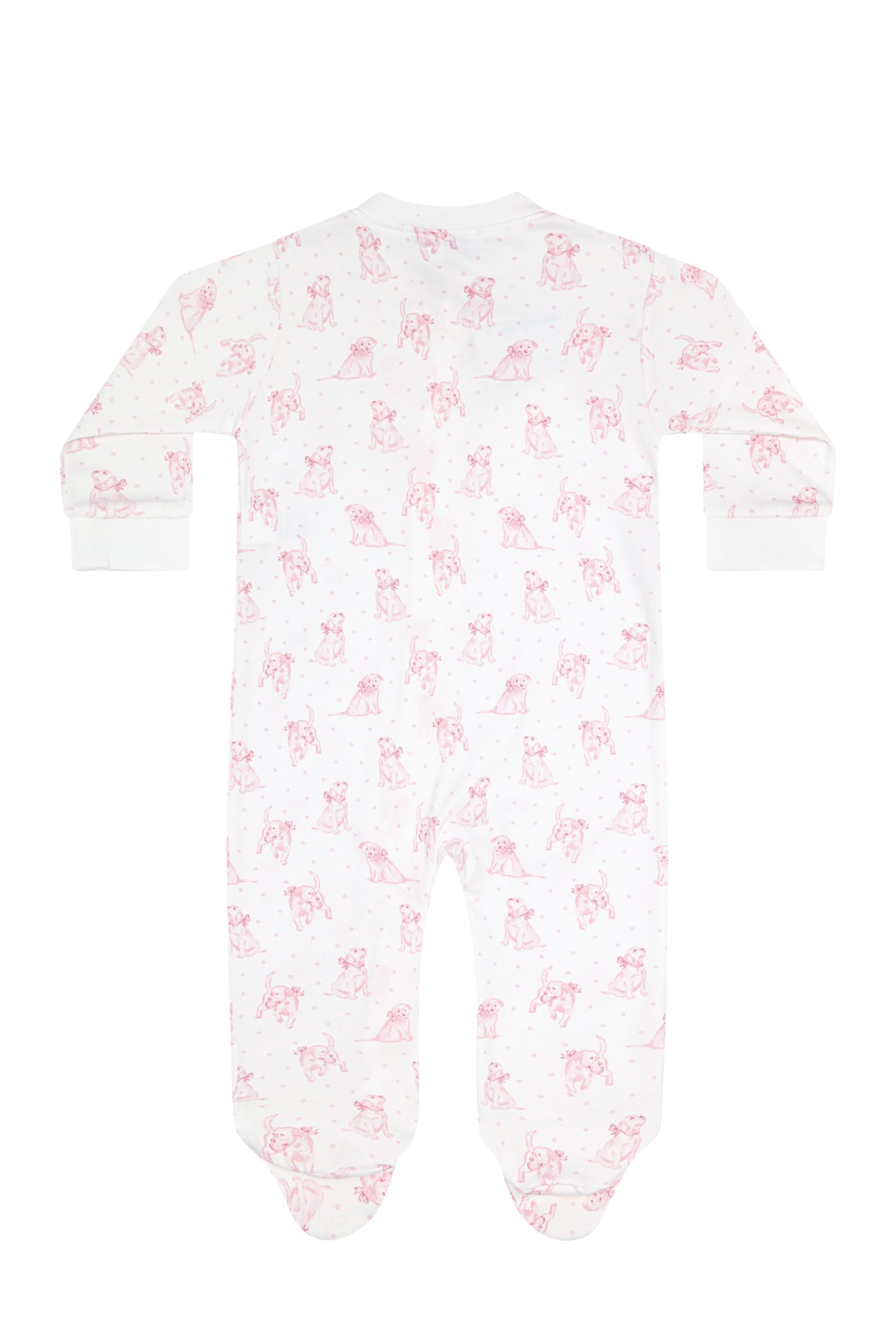 Pink Puppy Love Print Zipper Footie