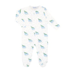 Blue Merry Sleighs Zipper Footie