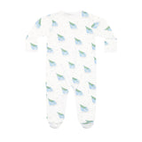 Blue Merry Sleighs Zipper Footie