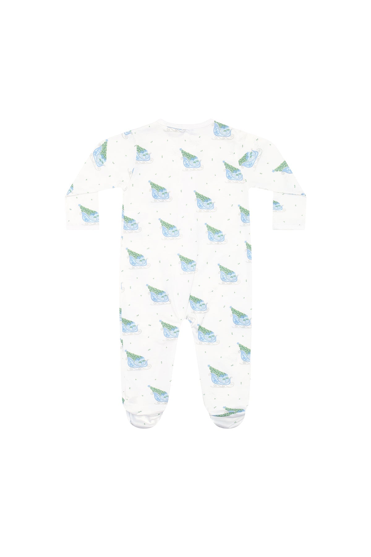 Blue Merry Sleighs Zipper Footie