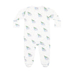 Pink Merry Sleighs Zipper Footie