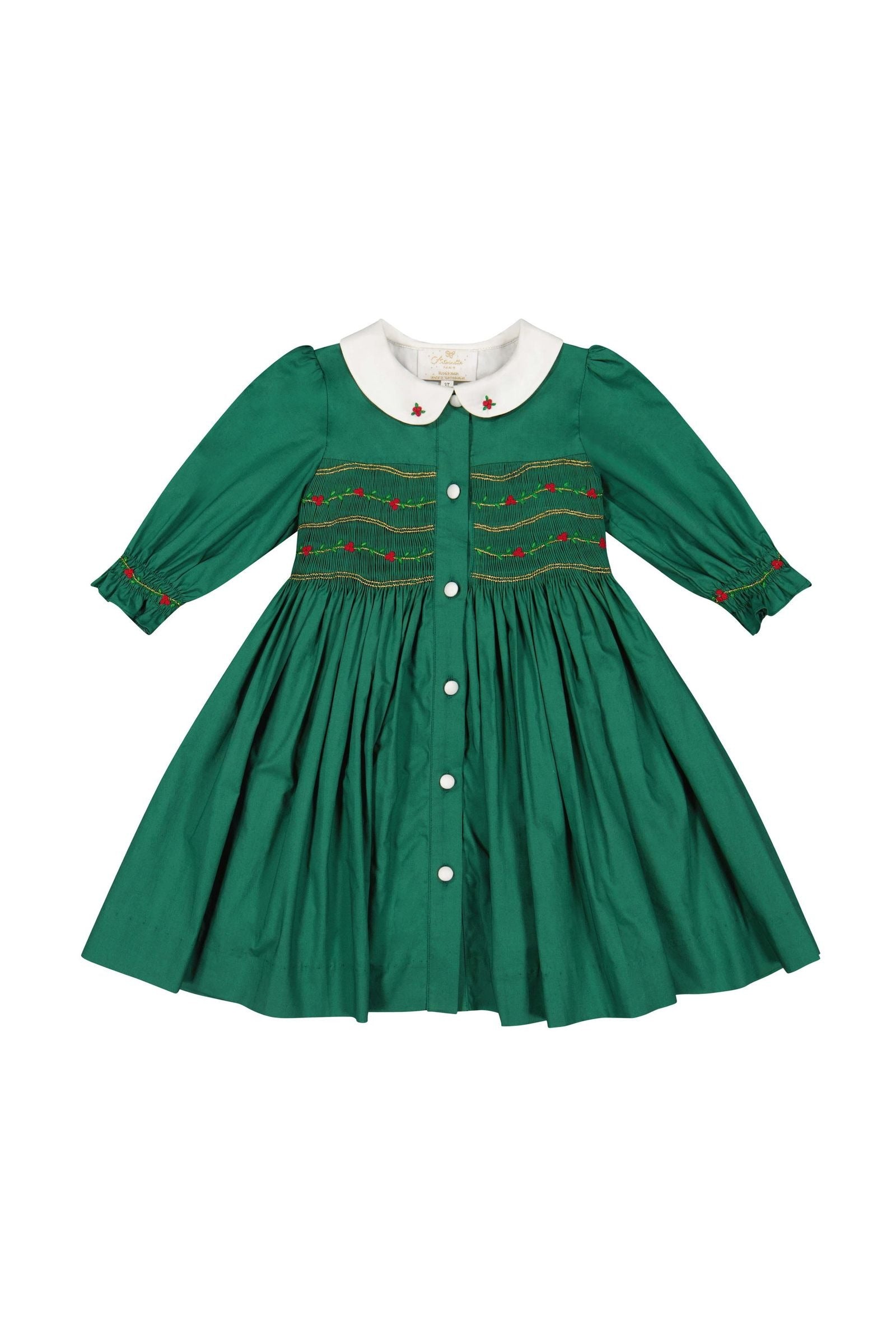 Olympe Green Smocked Christmas Dress
