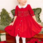 Olympe Red Holiday Smocked Dress