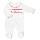 Flopsy Festive Bunny Smocked Footie - Velour