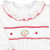Flopsy Festive Bunny Smocked Footie - Velour