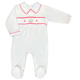 Peter Rabbit Festive Smocked Footie- Velour