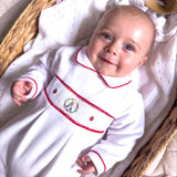 Peter Rabbit Festive Smocked Footie- Velour