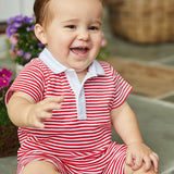 Peter Pan Polo Romper - Red Stripe