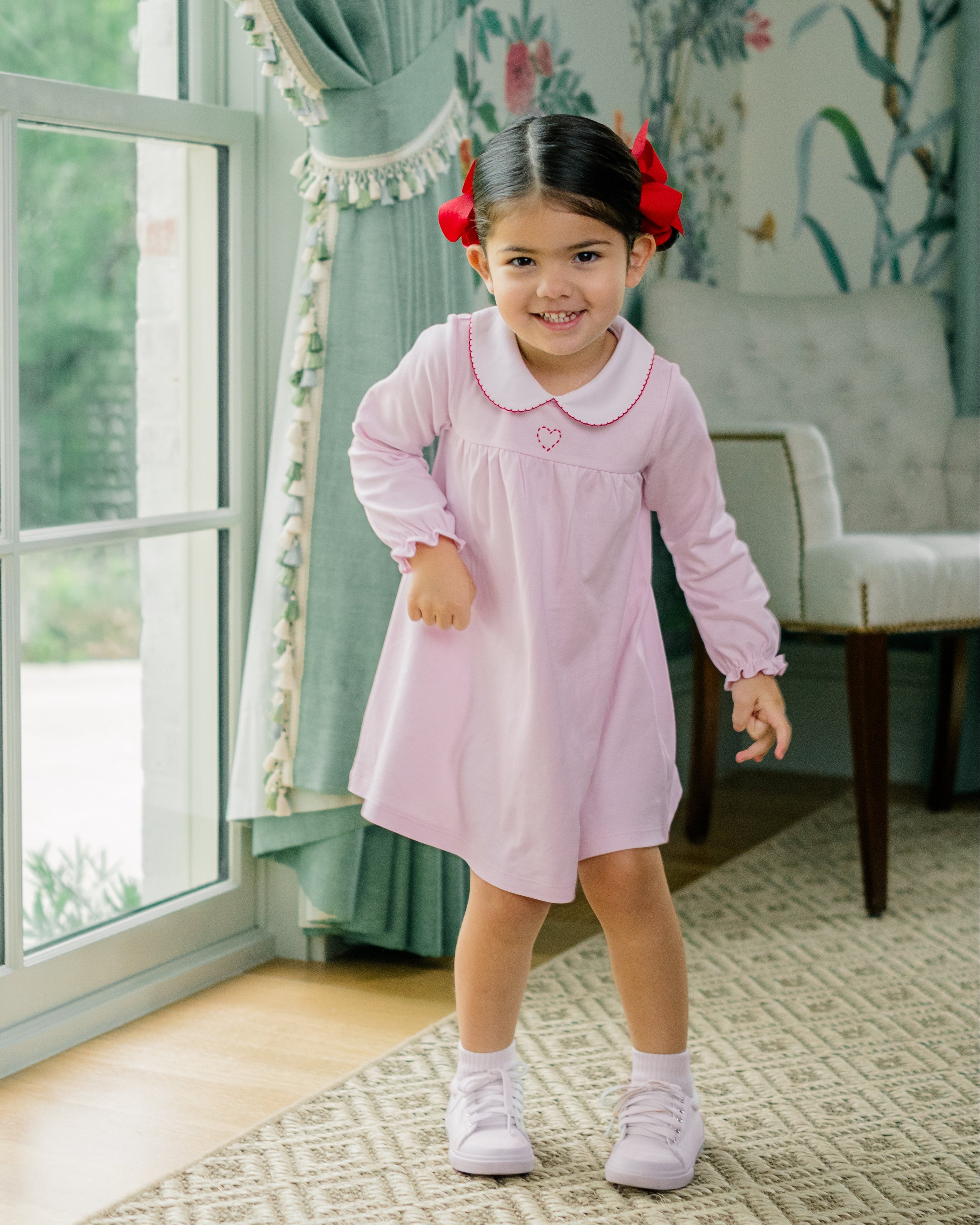 Front of The Proper Peony Heart long sleeve pima dress