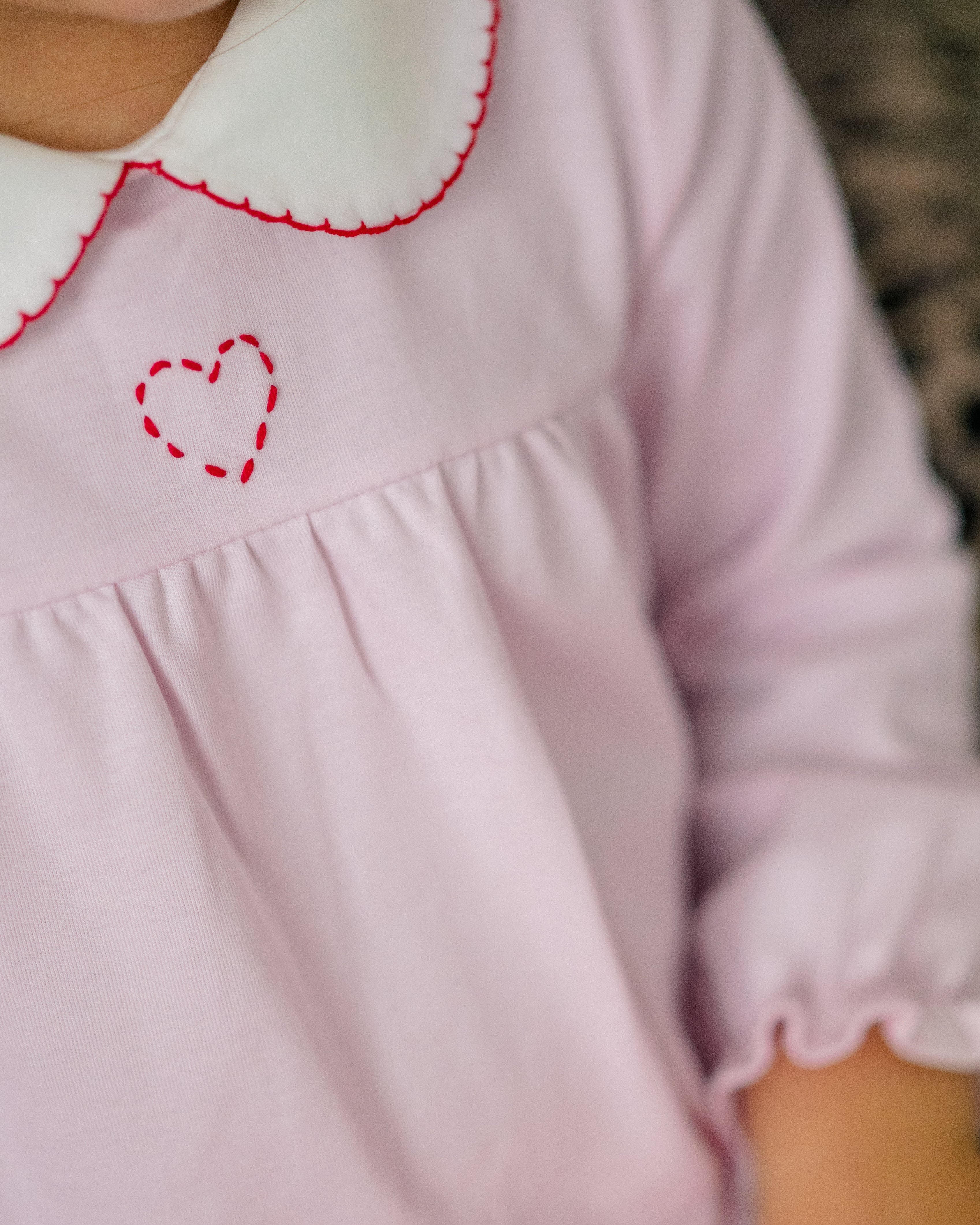 Collar detail on The Proper Peony Heart long sleeve dress