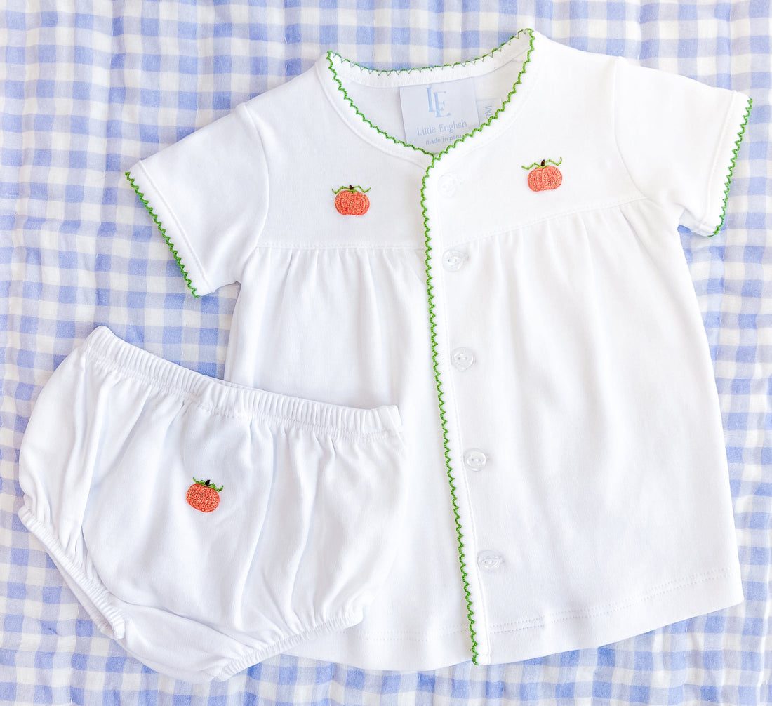 Pinpoint Layette Knit Set - Pumpkin