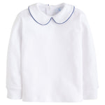 Piped Peter Pan Shirt - Gray Blue