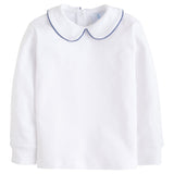 Piped Peter Pan Shirt - Gray Blue