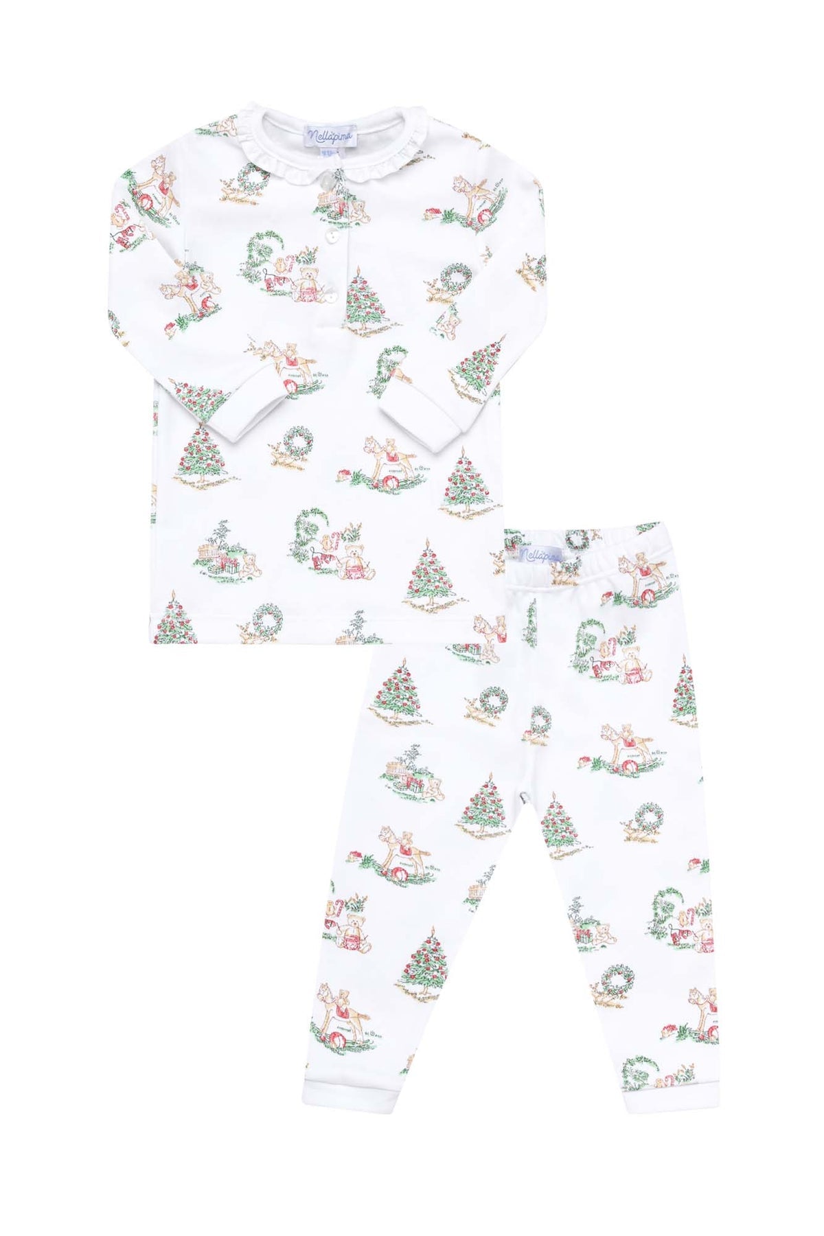 Christmas Toile Pajama with Ruffle