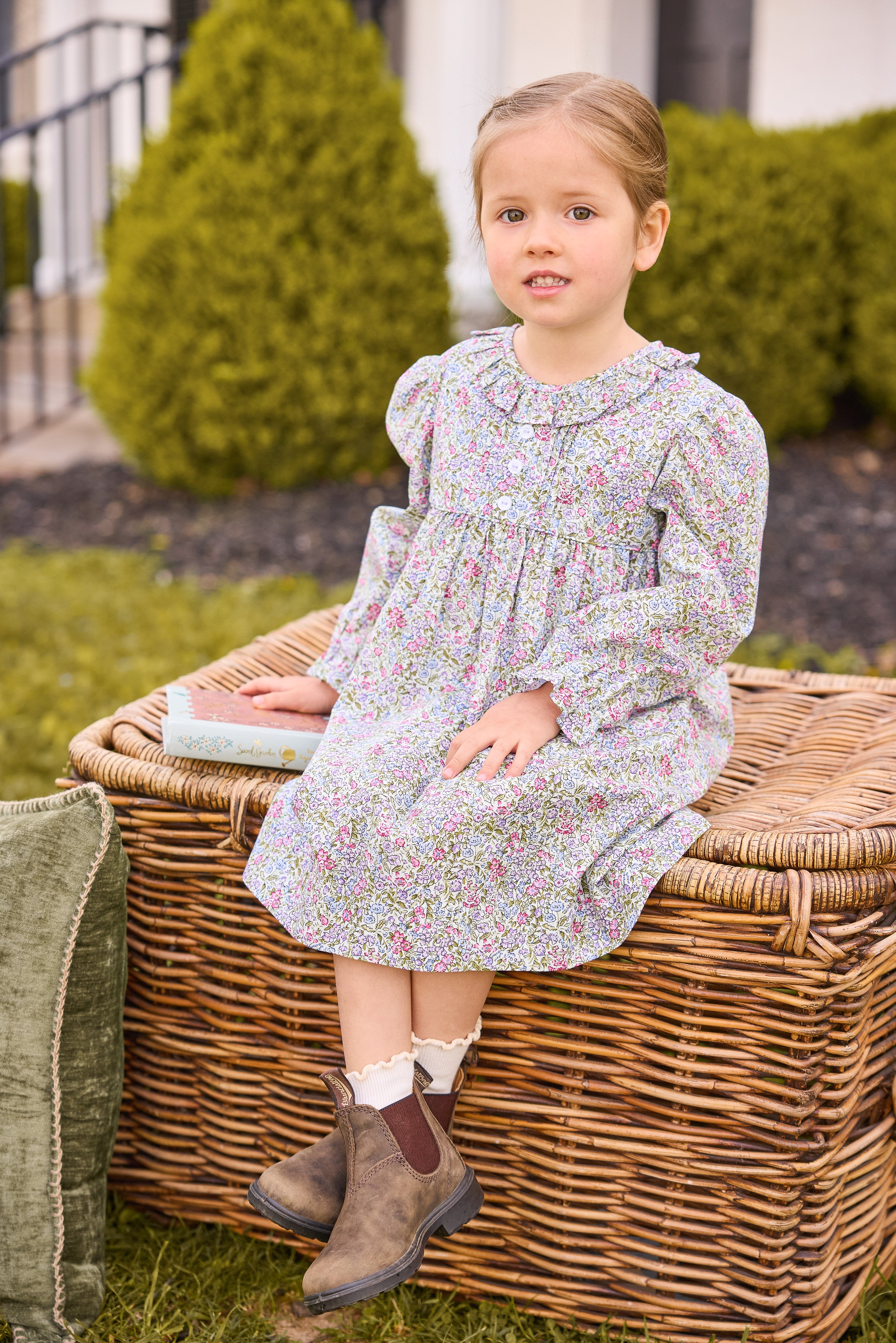 Pleated Caroline Dress - Lavender Gables Floral