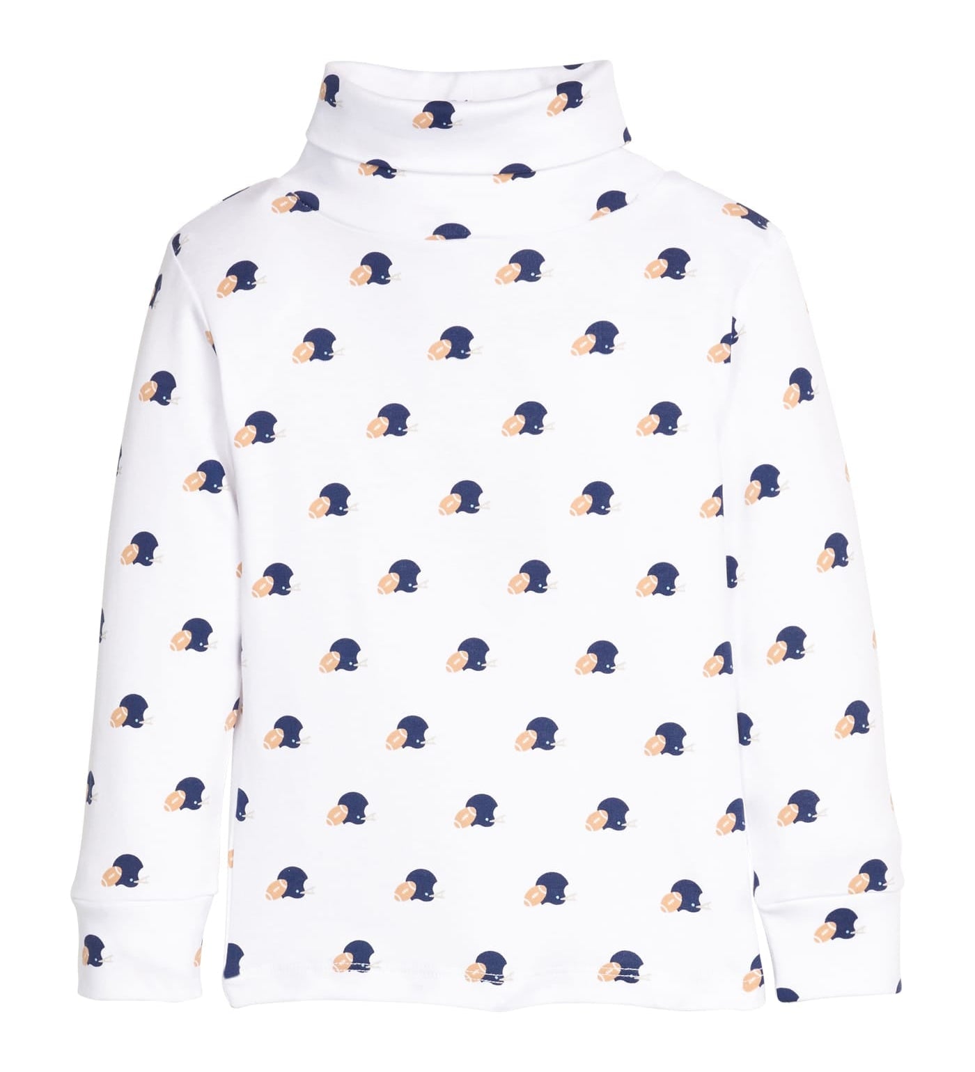 Little English printed turtleneck with footballs and navy helmets for boys