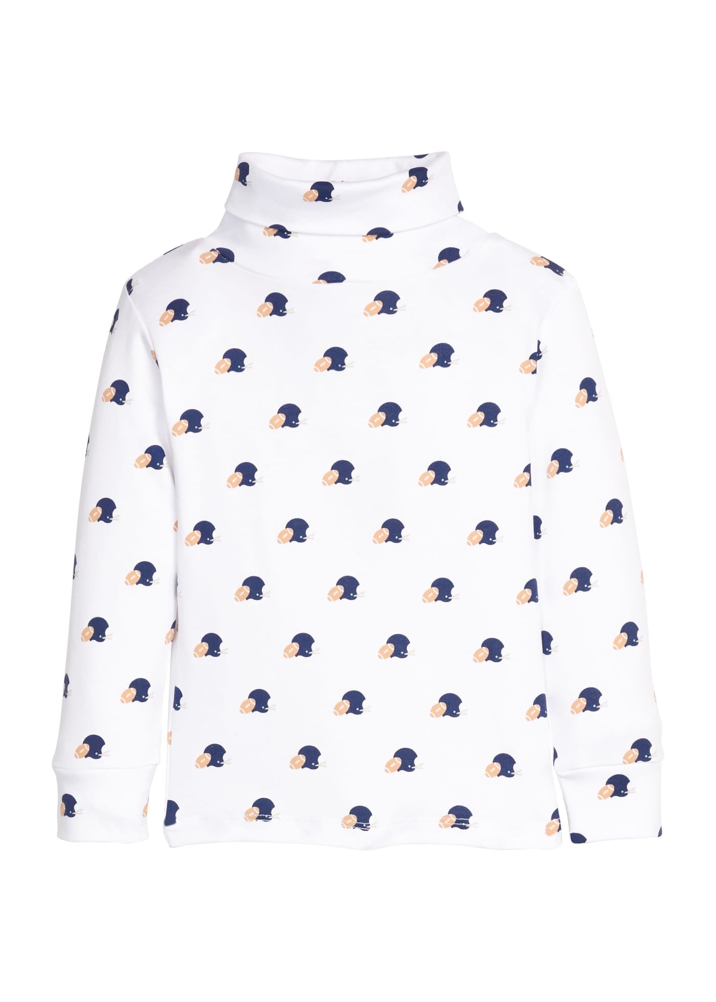 Little English printed turtleneck with footballs and navy helmets for boys