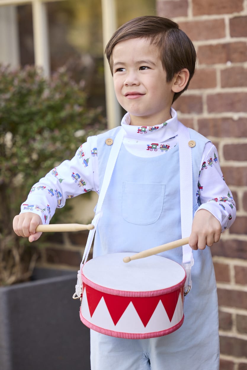Little English Campbell Overall - Light Blue Corduroy styled