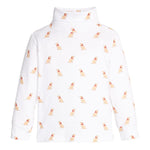 Little English white printed turtleneck with seated lab print for boys