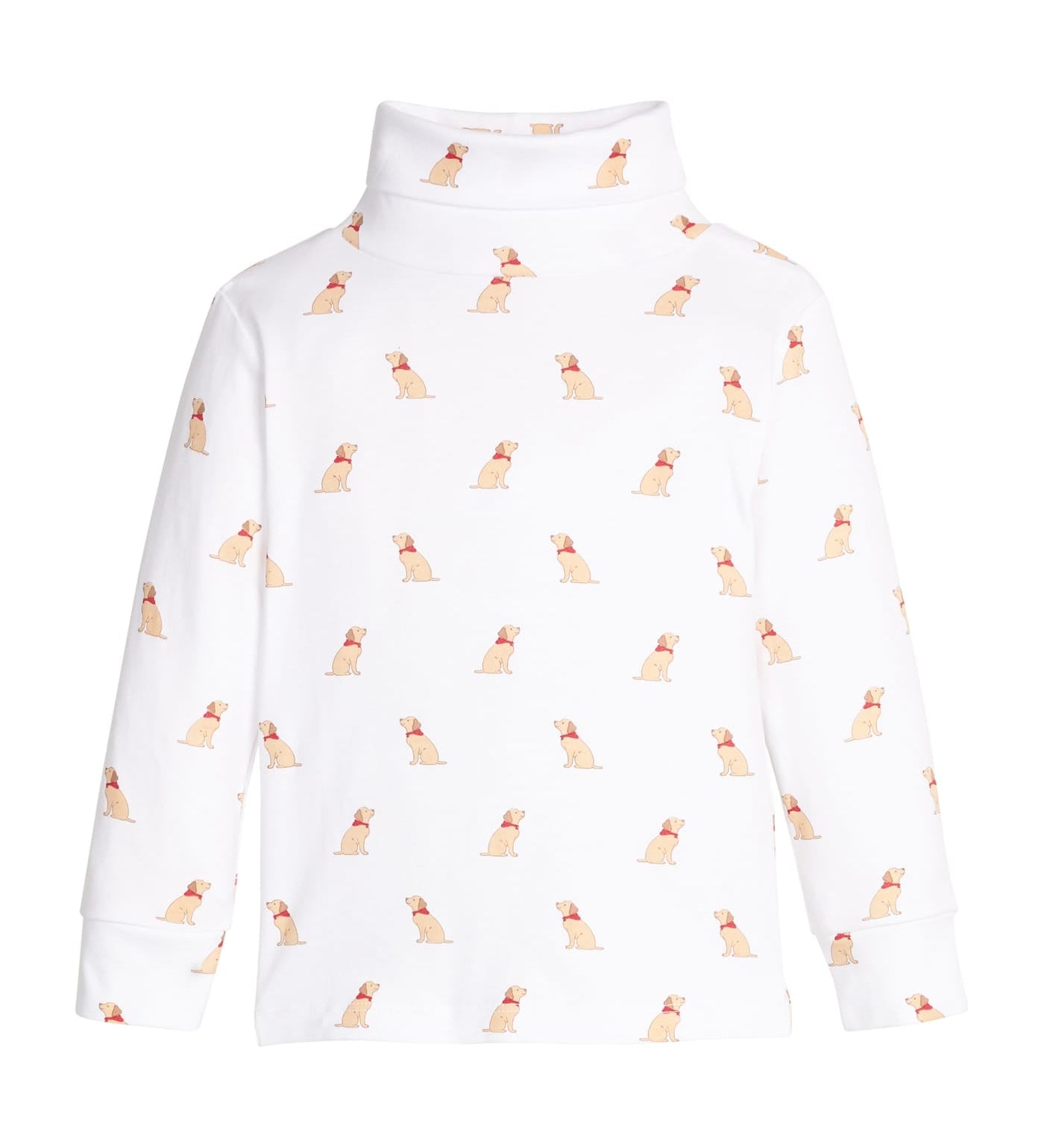 Little English white printed turtleneck with seated lab print for boys