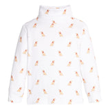 Little English white printed turtleneck with seated lab print for boys