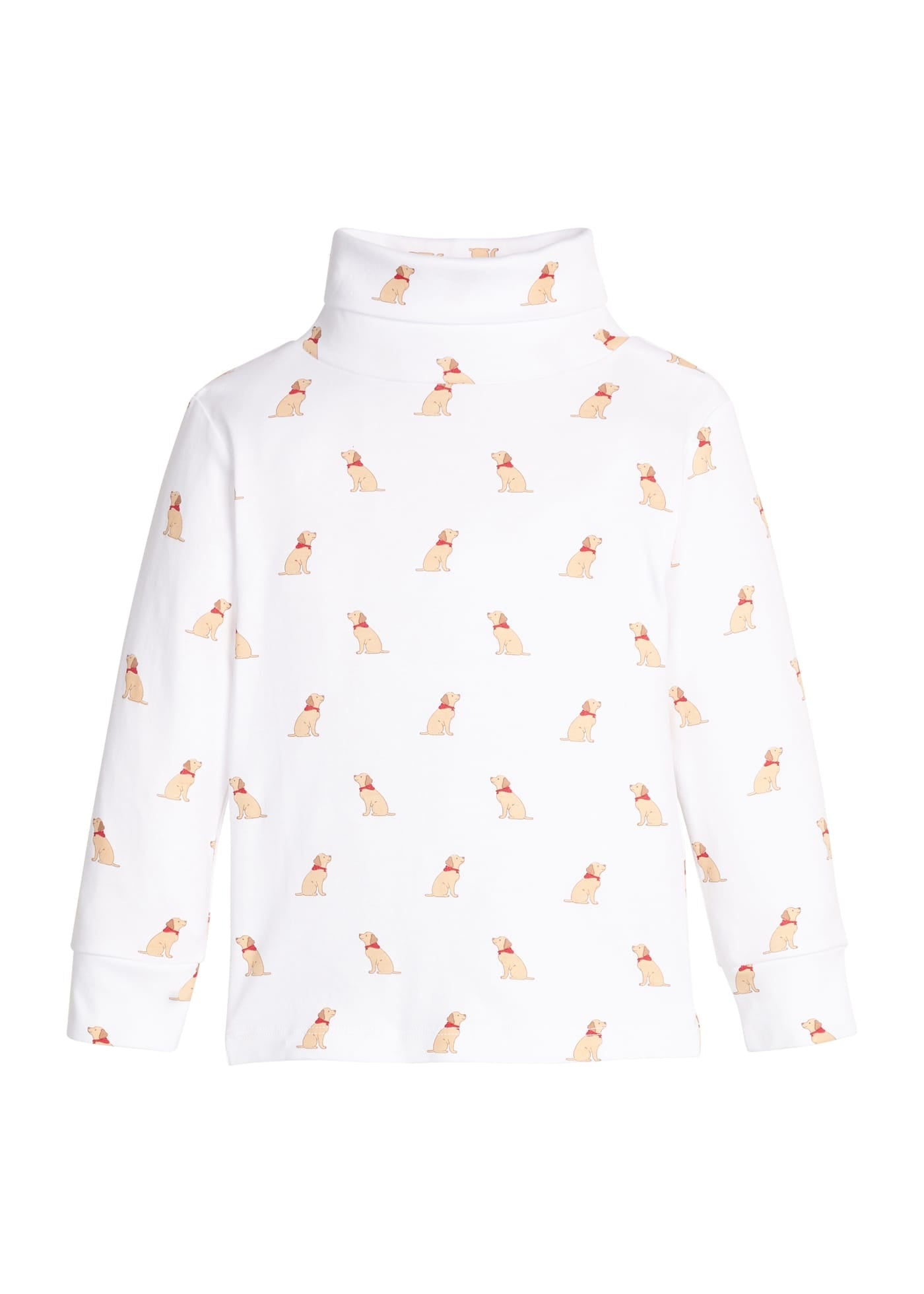 Little English white printed turtleneck with seated lab print for boys