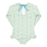 Girls Sea Marsh Floral Rashguard One Piece