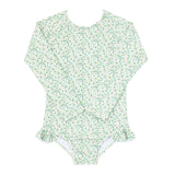 Girls Sea Marsh Floral Rashguard One Piece