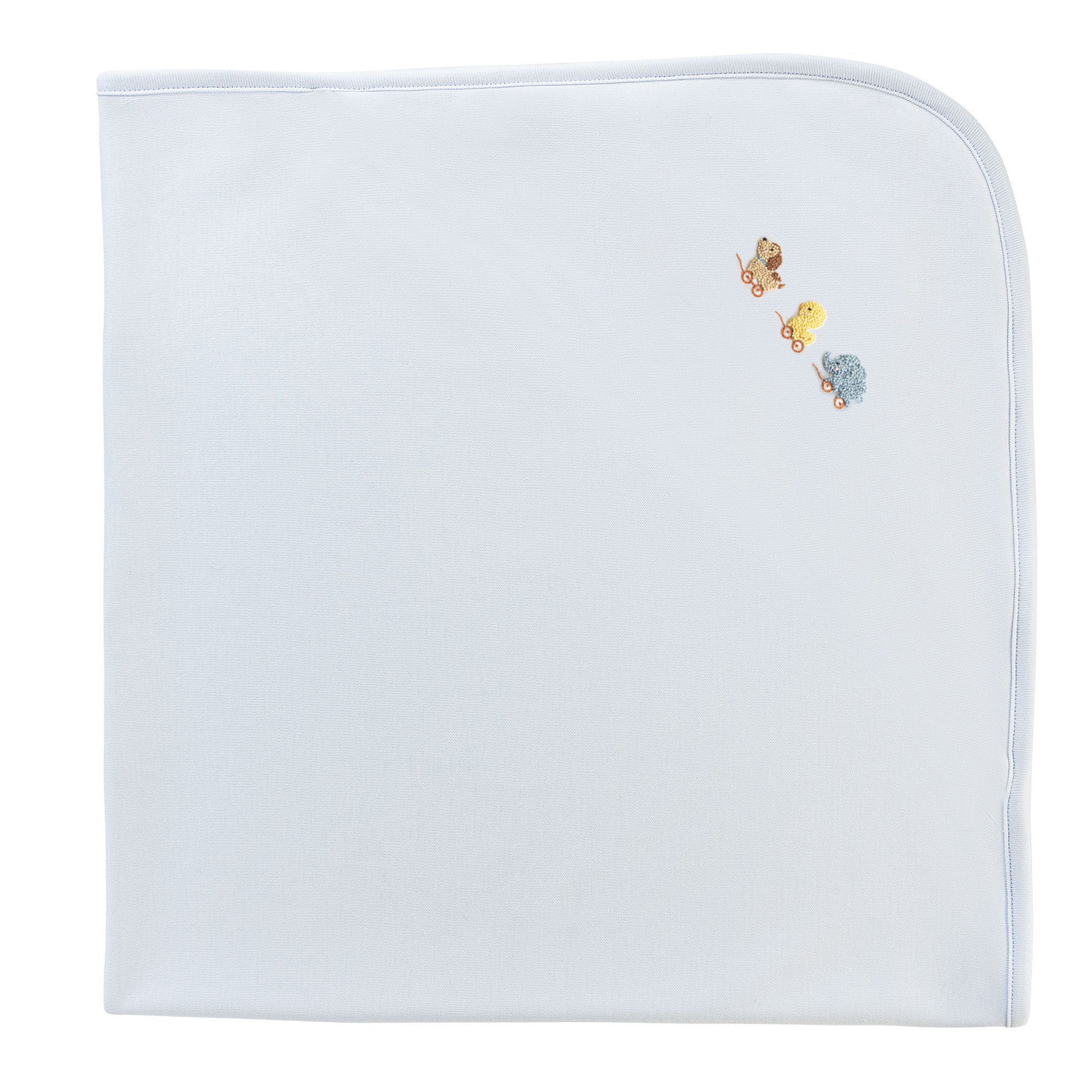 Baby Club Chic sweet toys embroidered pima receiving blanket in light blue