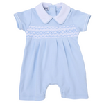 Hazel and Hudson Smocked Collared Playsuit Short Sleeve - Blue (Copy)