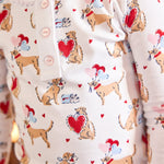 Ruffled Printed Jammies - I Woof You