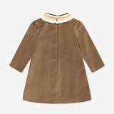 Velvet Dress with Smocked Collar - Gold