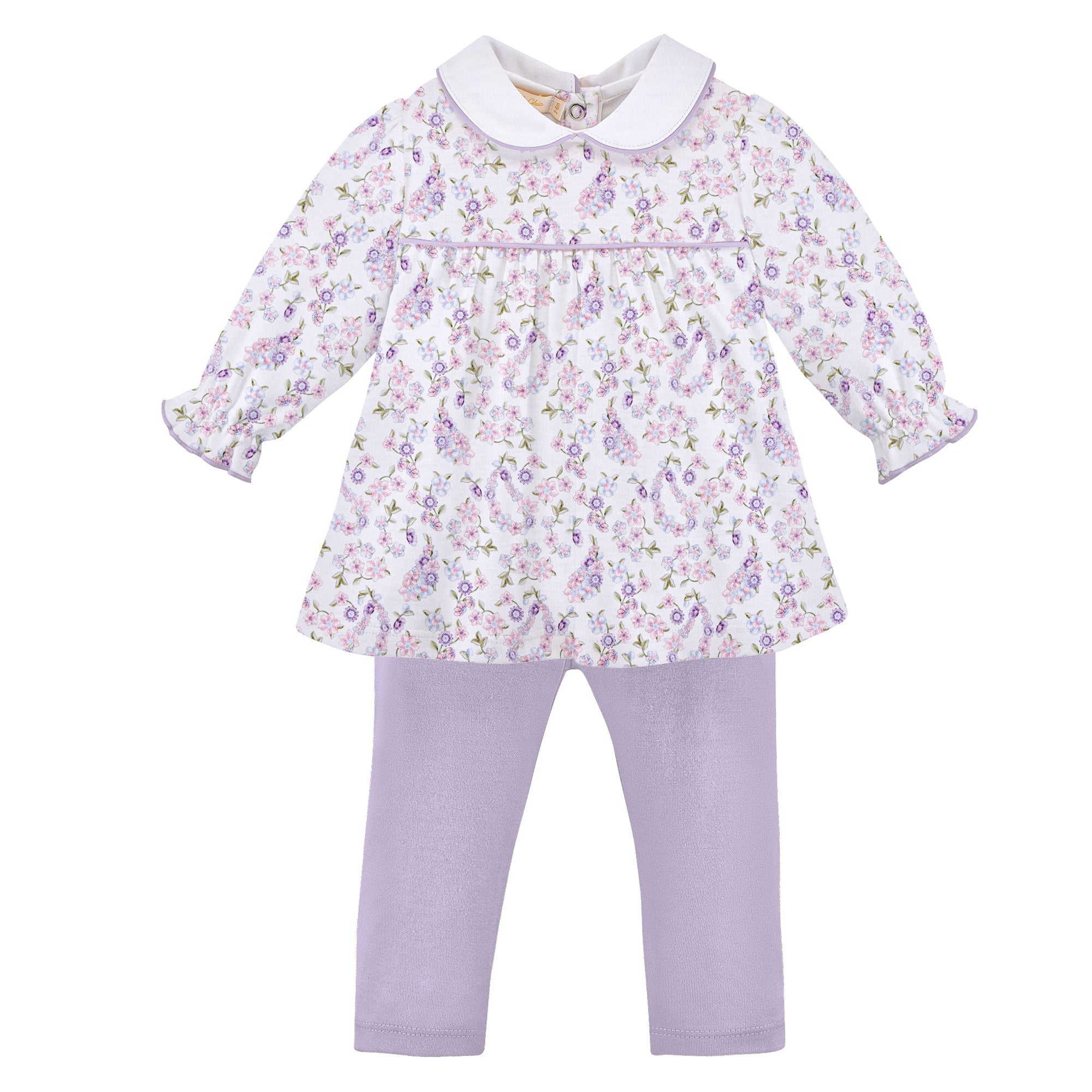 Baby Club Chic paisley romance printed pima collared blouse and leggings set