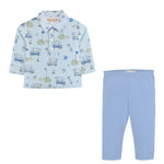 Baby Club Chic tee champs printed pima long sleeve collared tee and pants set