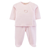 Baby Club Chic rose buds pima jacquard footed set with embroidered top in pink