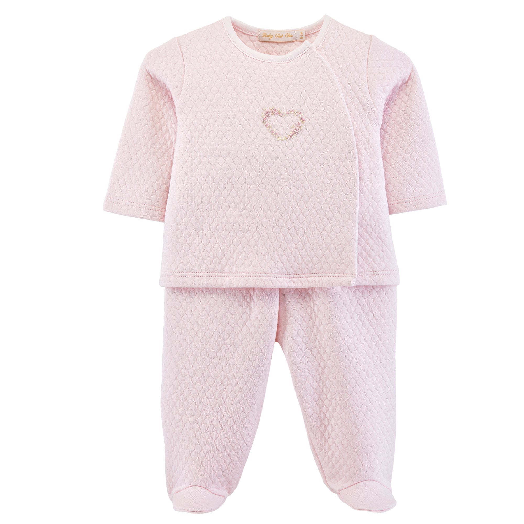 Baby Club Chic rose buds pima jacquard footed set with embroidered top in pink