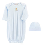 Good Puppy - Boy Gown With Pipping Trim & Hat Set
