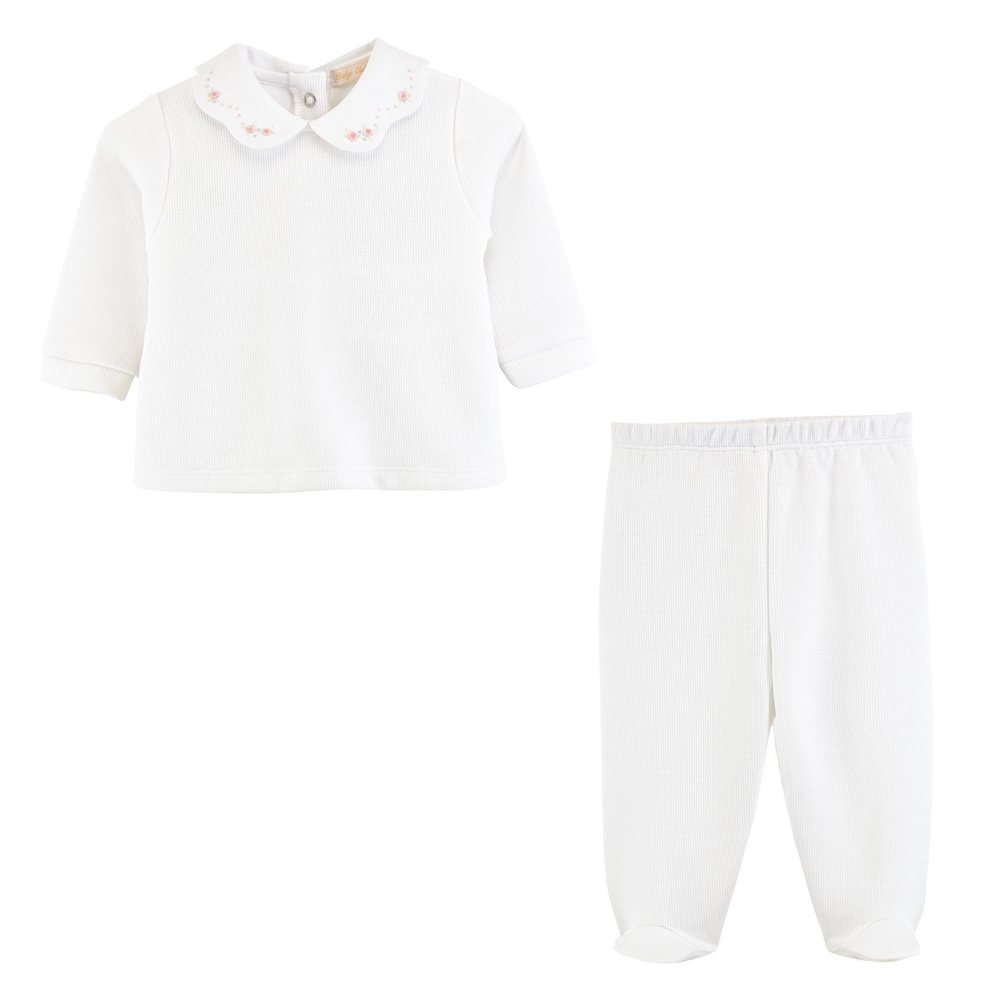 Baby Club Chic pretty bows and roses pima jacquard top and pant set, alternate view
