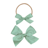 Satin Bow Alligator Clip - Sage