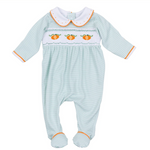 Lil' Pumpkin Classics Celery Smocked Girl Footie