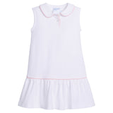 Sleeveless Polo Dress - White with Light Pink