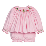 Little English Smocked Bishop Bloomer Set - Holly Days
