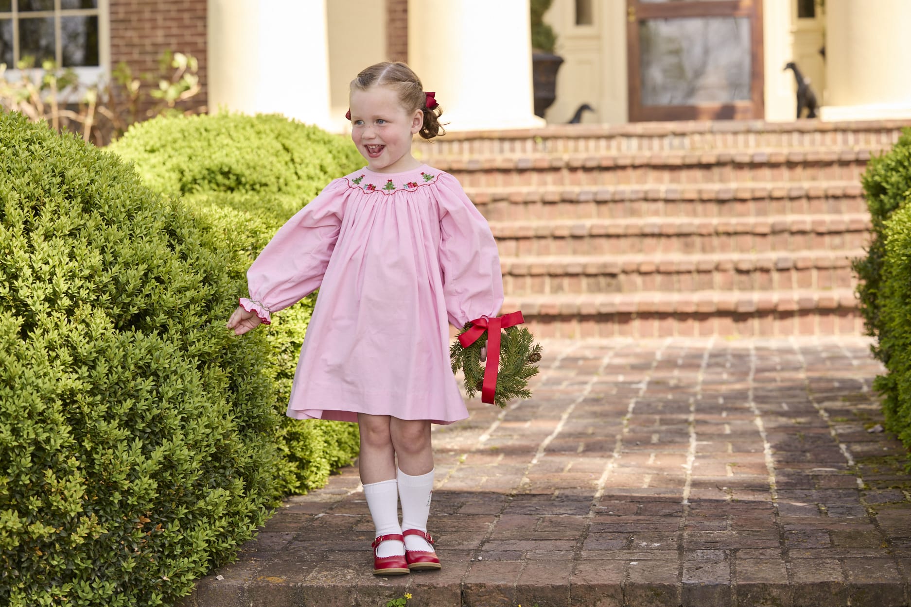Little English Smocked Bishop Dress - Holly Days styled