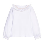 Smocked Madeline Blouse - White with Ivory