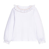 Smocked Madeline Blouse - White with Ivory