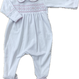 Lizzie and Landon's Classics Pink Smocked Collared Footie