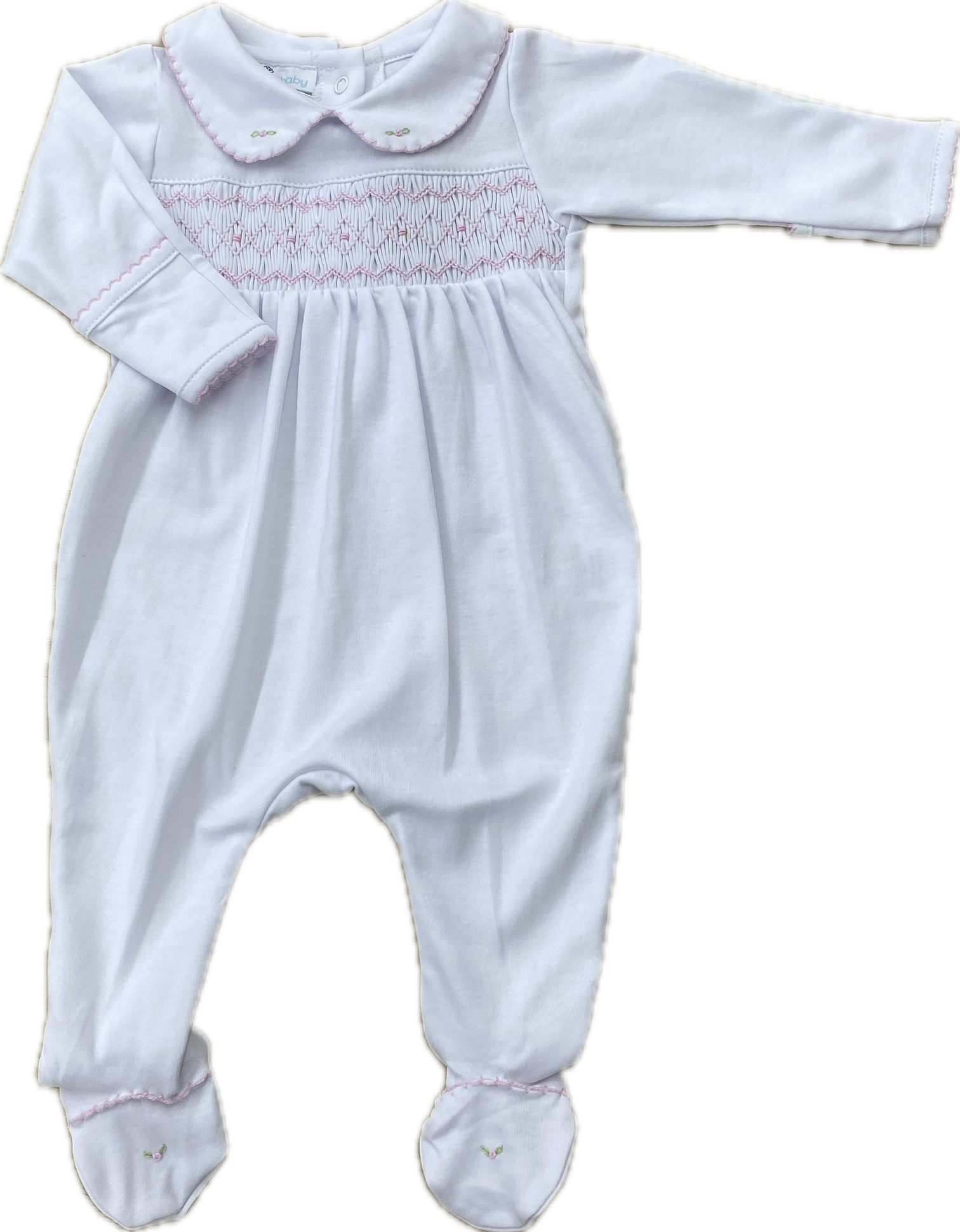 Lizzie and Landon's Classics Pink Smocked Collared Footie