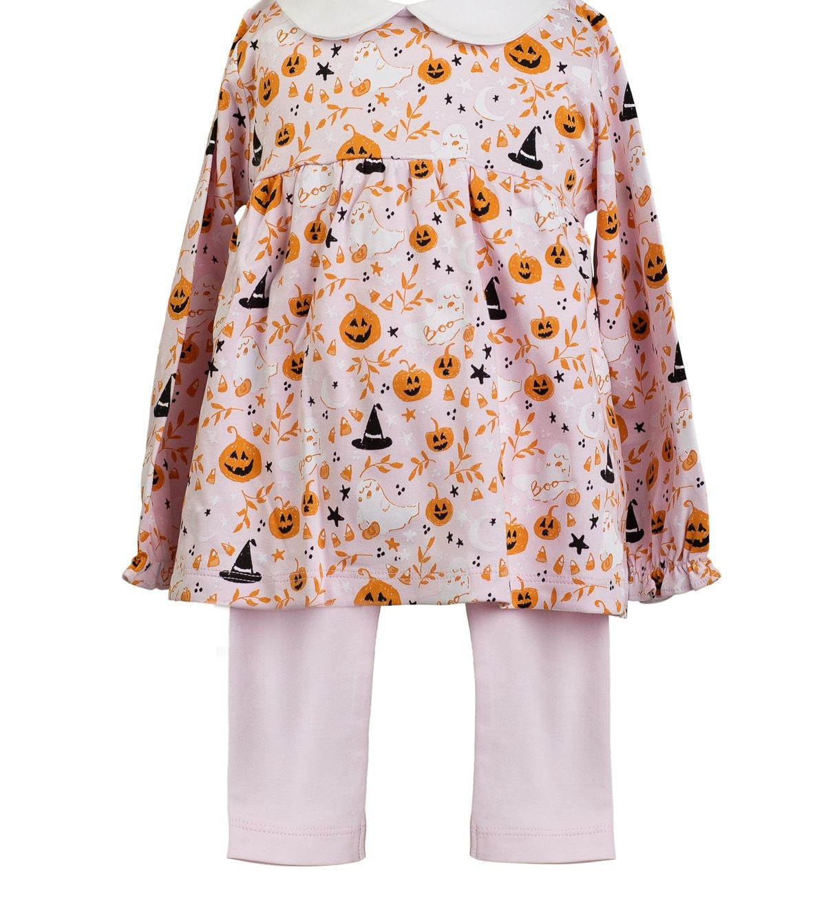 The Proper Peony Pink Casper long sleeve tunic set in pink Peruvian pima with ghost print, back view