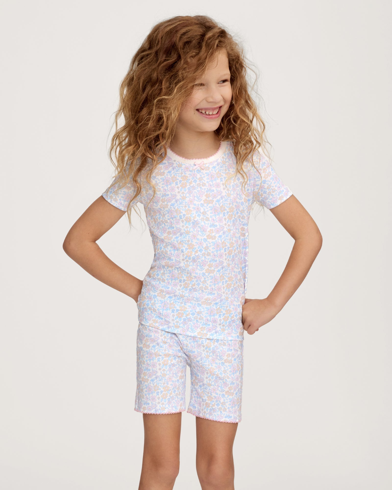 Children's Snug Fit Short Set in Fleur Blanche